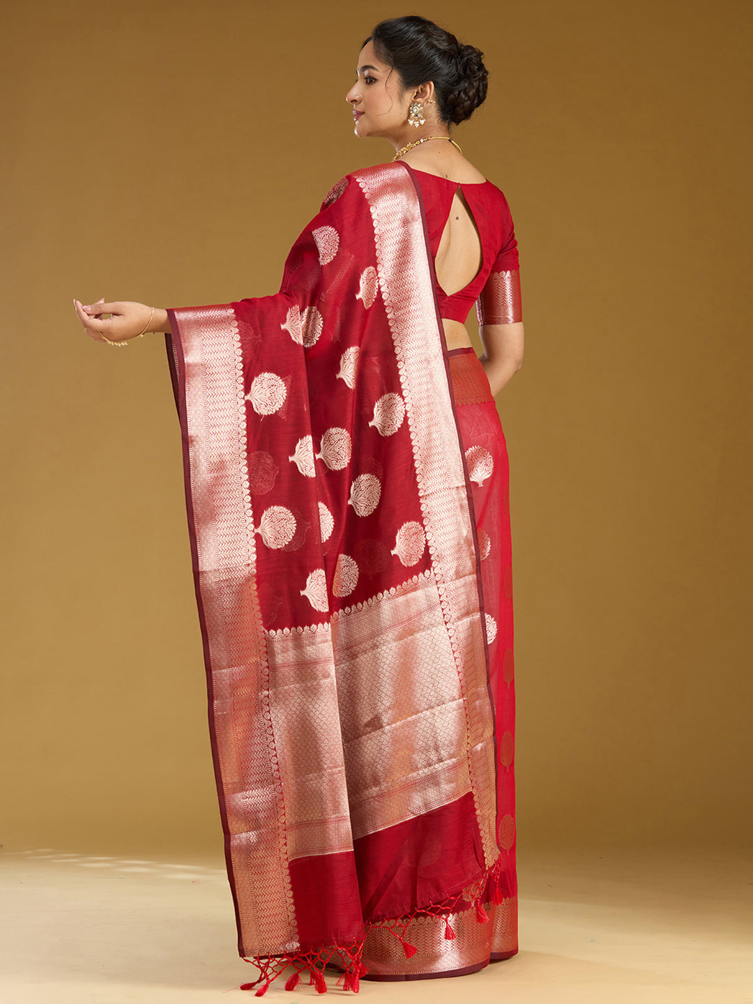 Red Zariwork (Gold) Art Silk Silk_Saree
