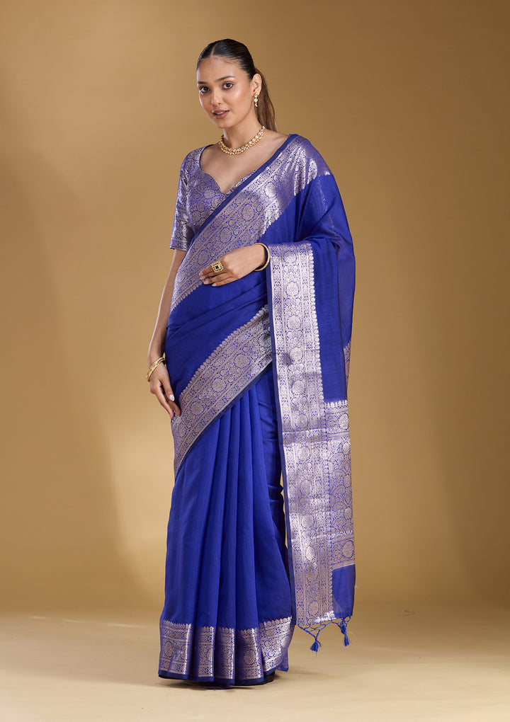 Royal Blue Zariwork (Gold) Art Silk Silk_Saree