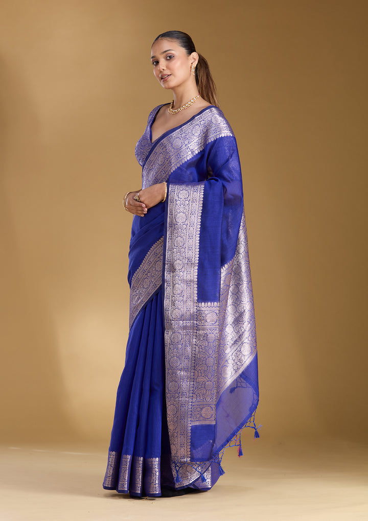 Royal Blue Zariwork (Gold) Art Silk Silk_Saree