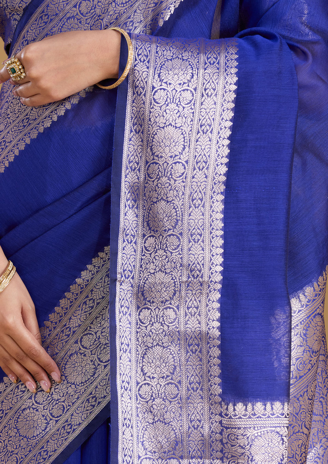 Royal Blue Zariwork (Gold) Art Silk Silk_Saree