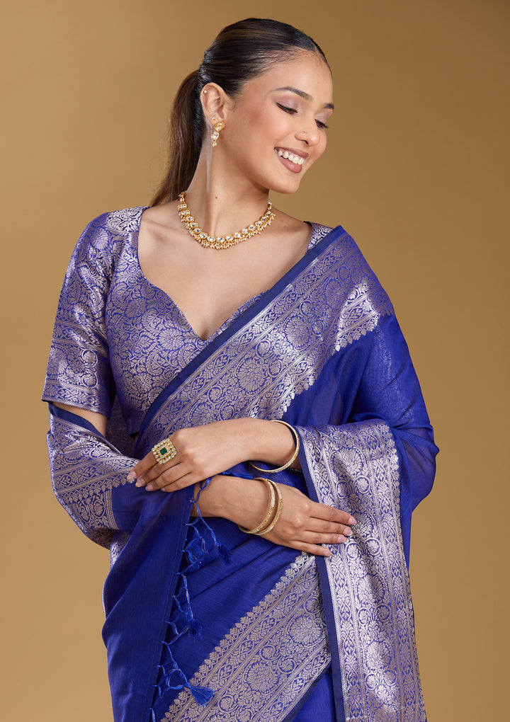Royal Blue Zariwork (Gold) Art Silk Silk_Saree
