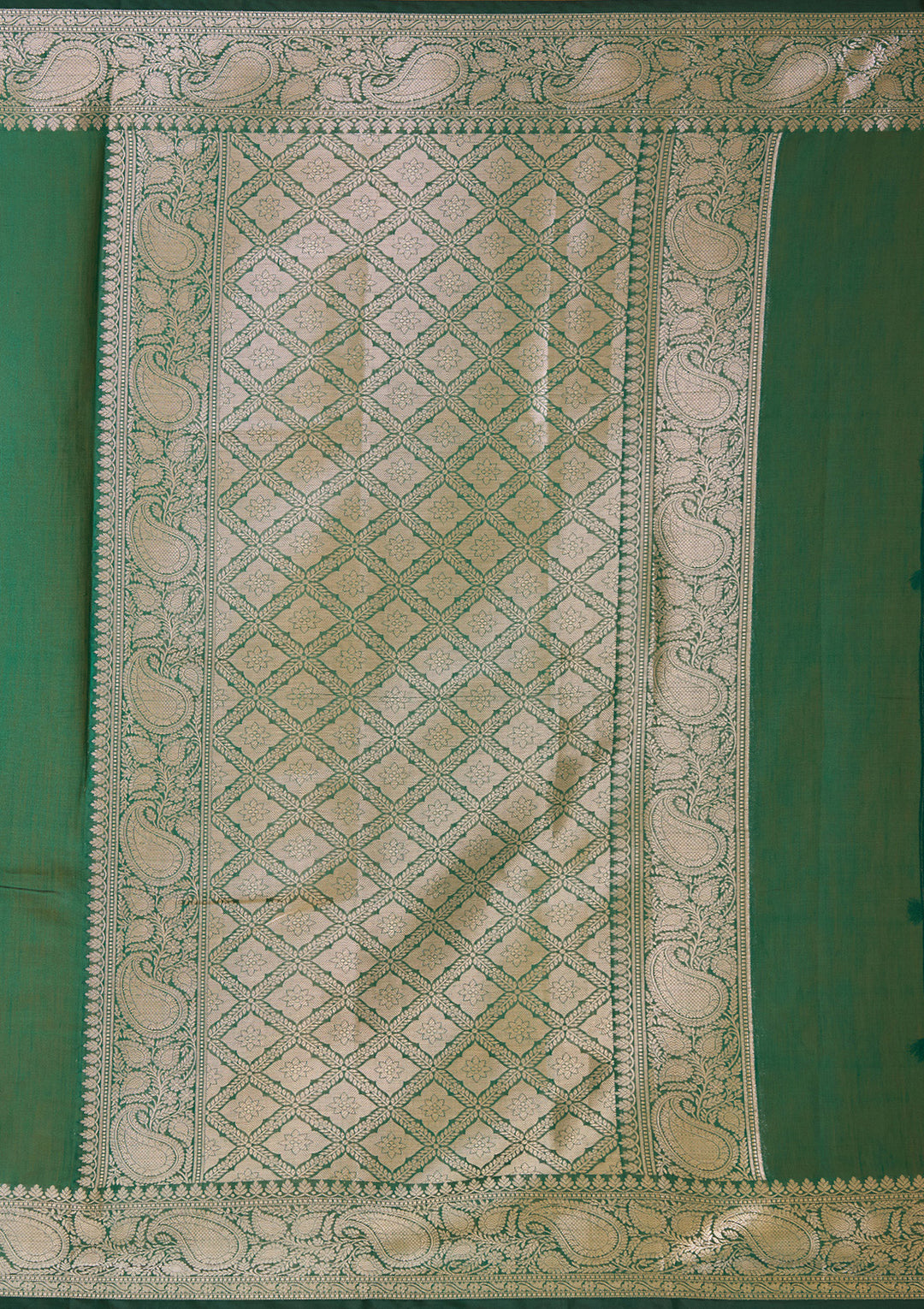 Bottle Green Zariwork (Gold) Art Silk Silk_Saree