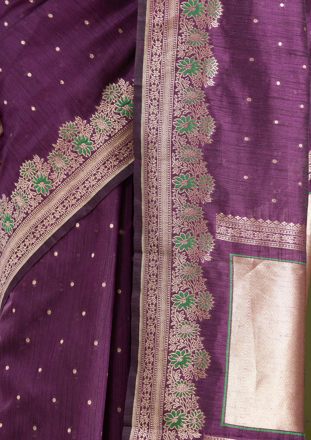 Purple Zariwork (Gold) Art Silk Silk Saree