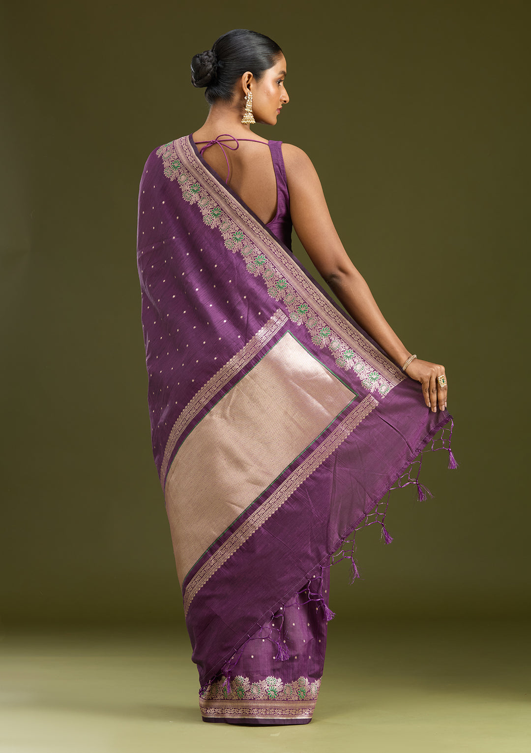 Purple Zariwork (Gold) Art Silk Silk Saree