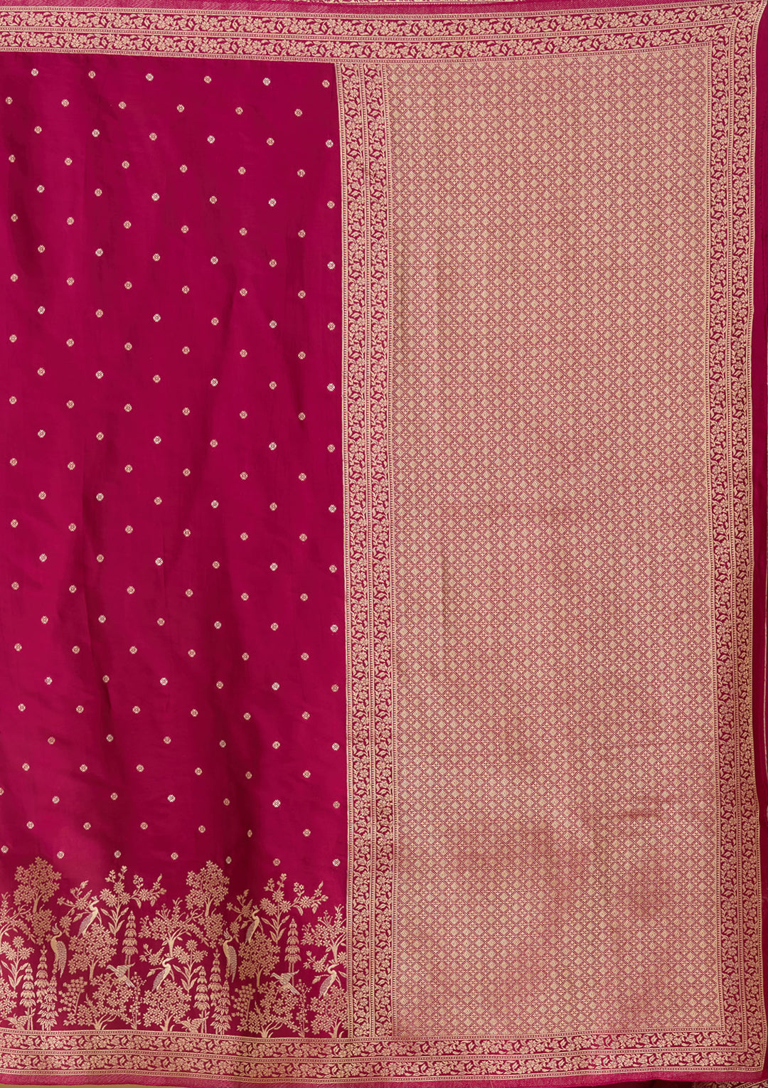 Wine Zariwork (Gold) Semi Crepe Silk Saree