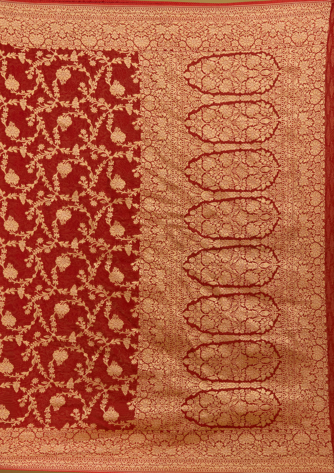 Rust Zariwork (Gold) Silk Saree