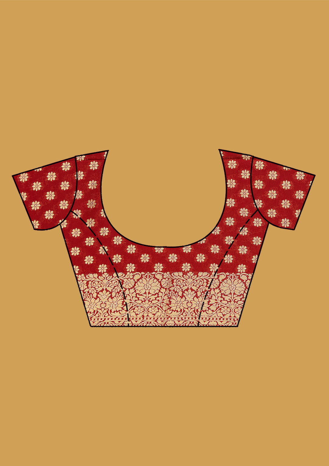 Rust Zariwork (Gold) Silk Saree