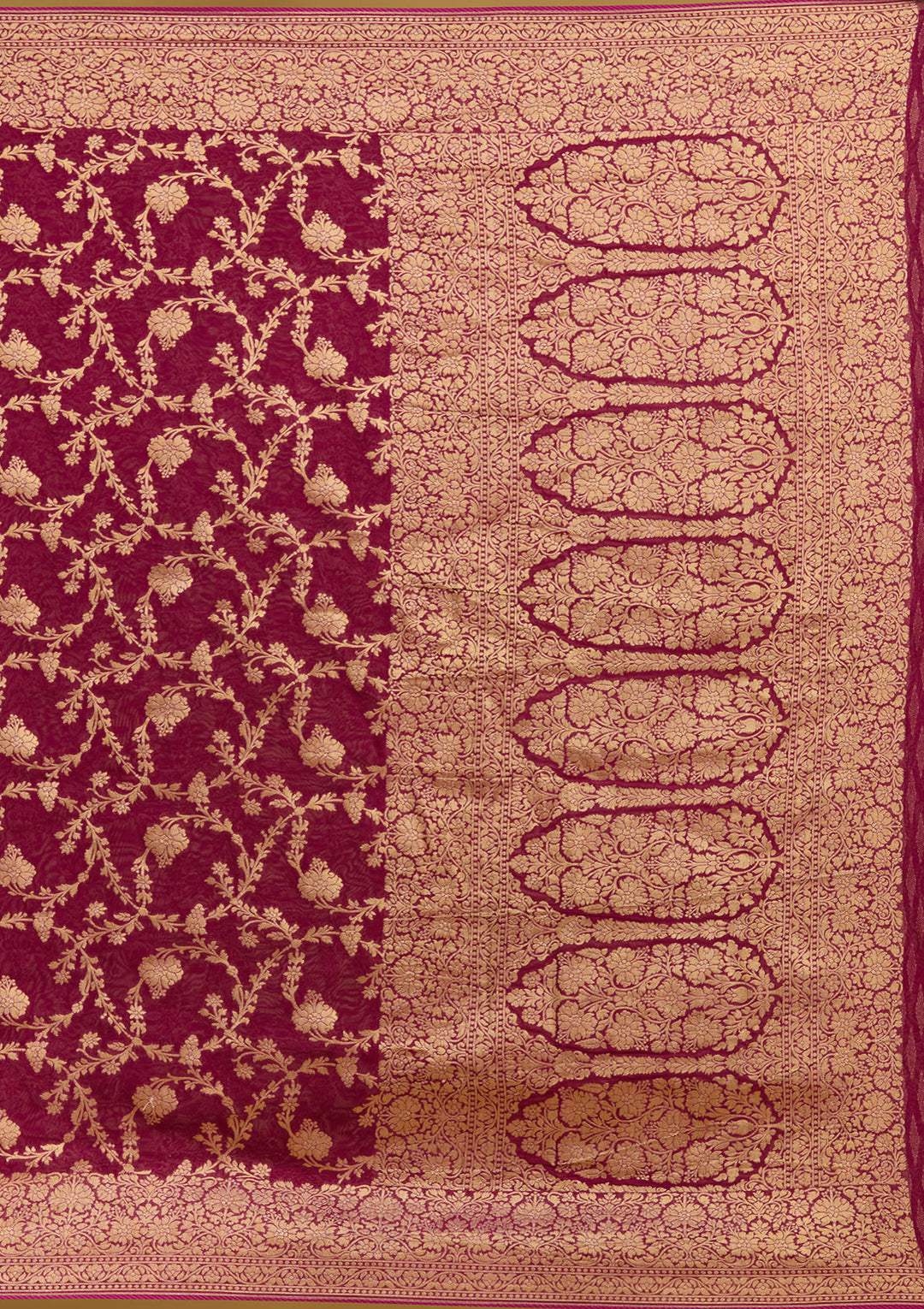 Wine Zariwork (Gold) Silk Saree