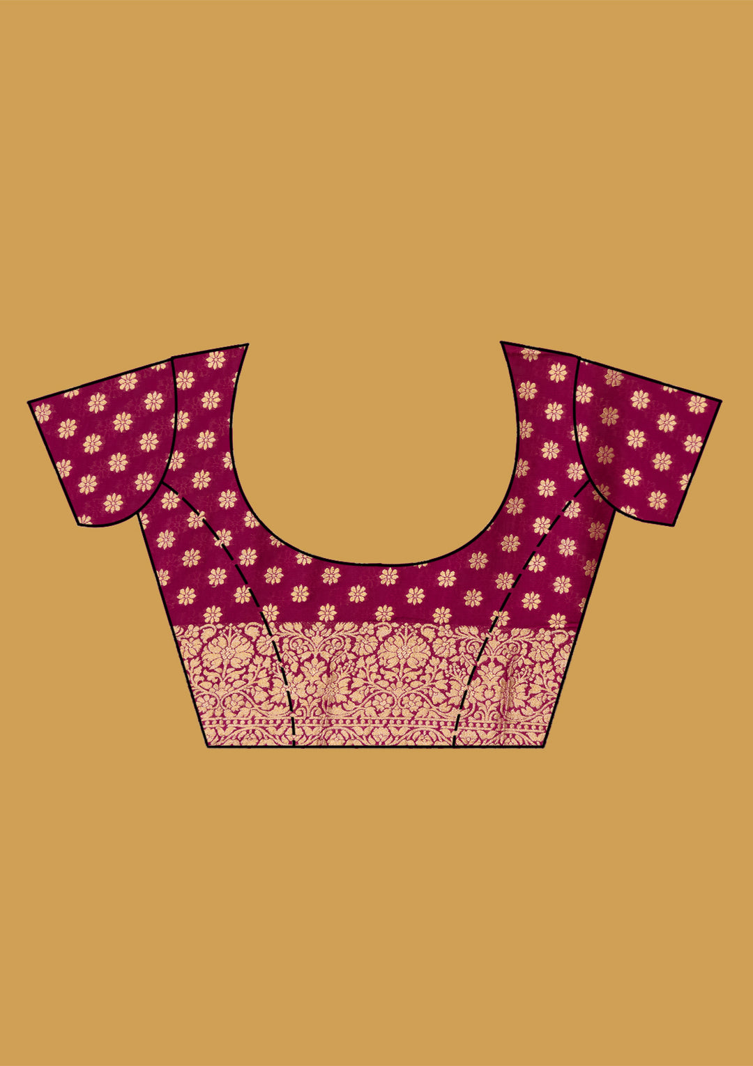 Wine Zariwork (Gold) Silk Saree