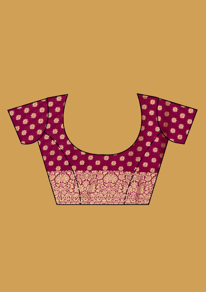Wine Zariwork (Gold) Silk Saree