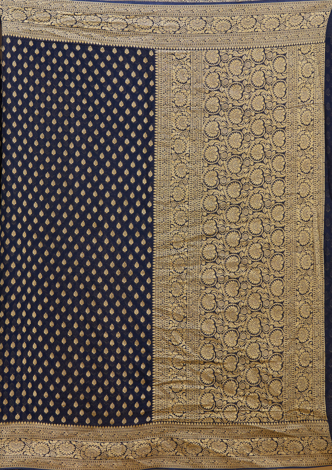 Navy Blue Zariwork Georgette Silk Saree