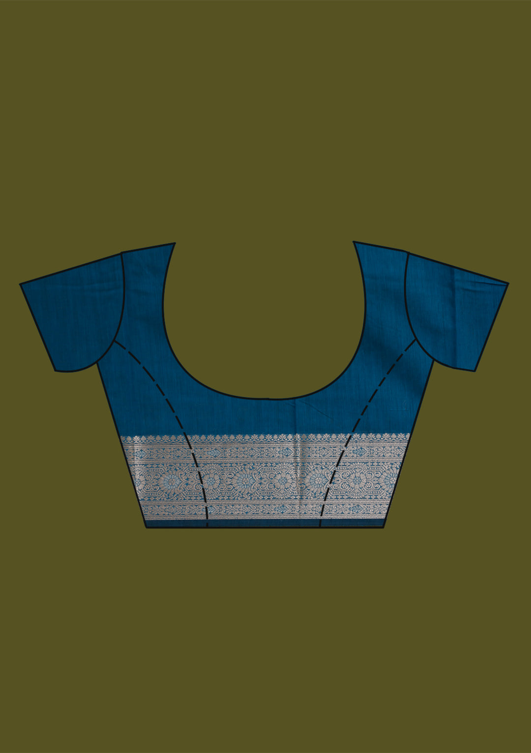 Peacock Blue Zariwork Art Silk Silk Saree