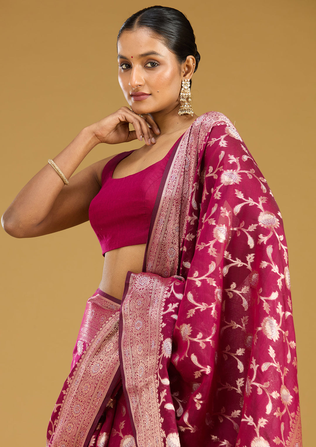 Wine Zariwork Art Silk Silk Saree