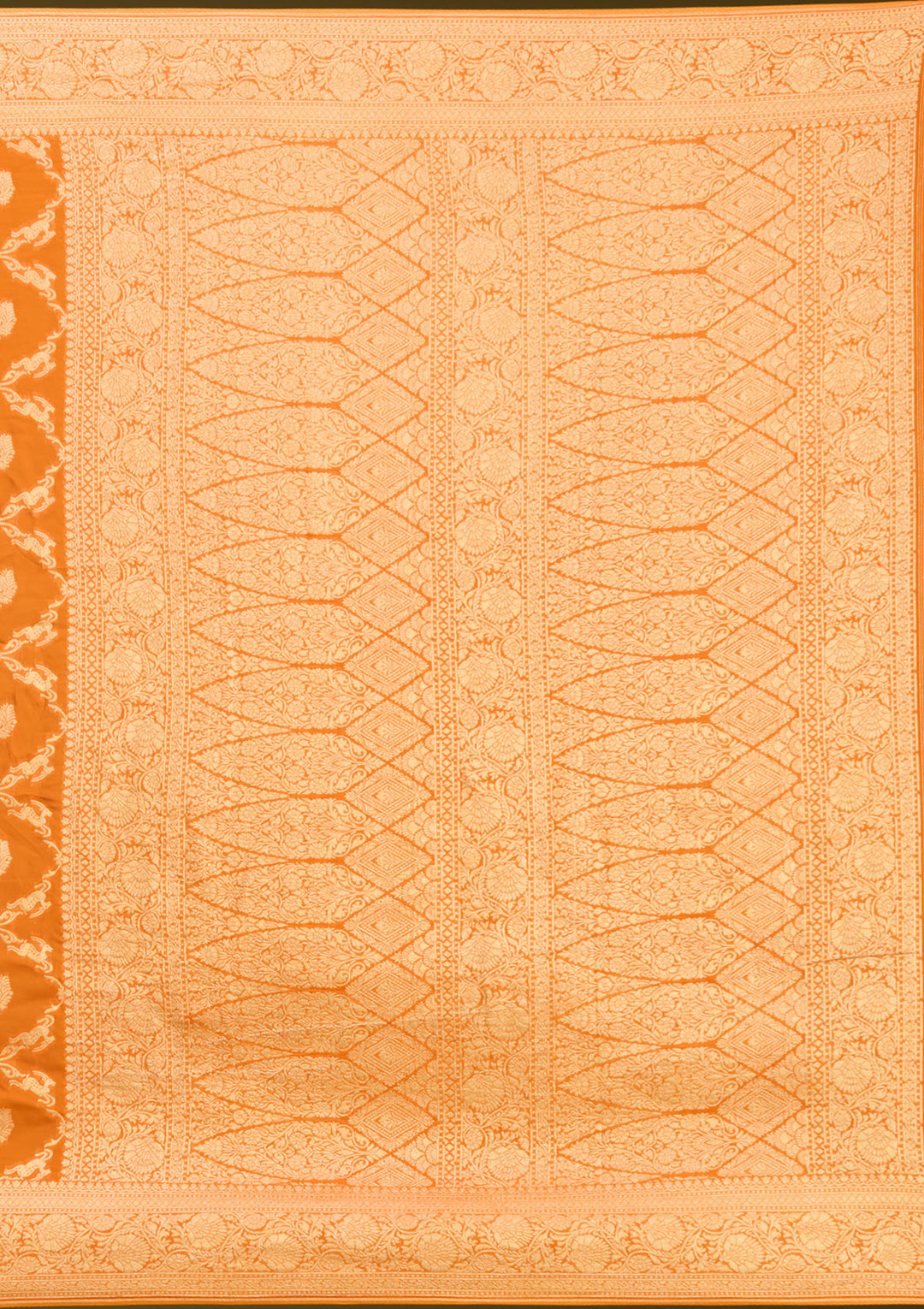 Orange Zariwork Satin Silk Saree