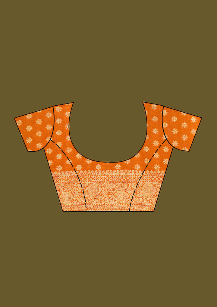 Orange Zariwork Satin Silk Saree