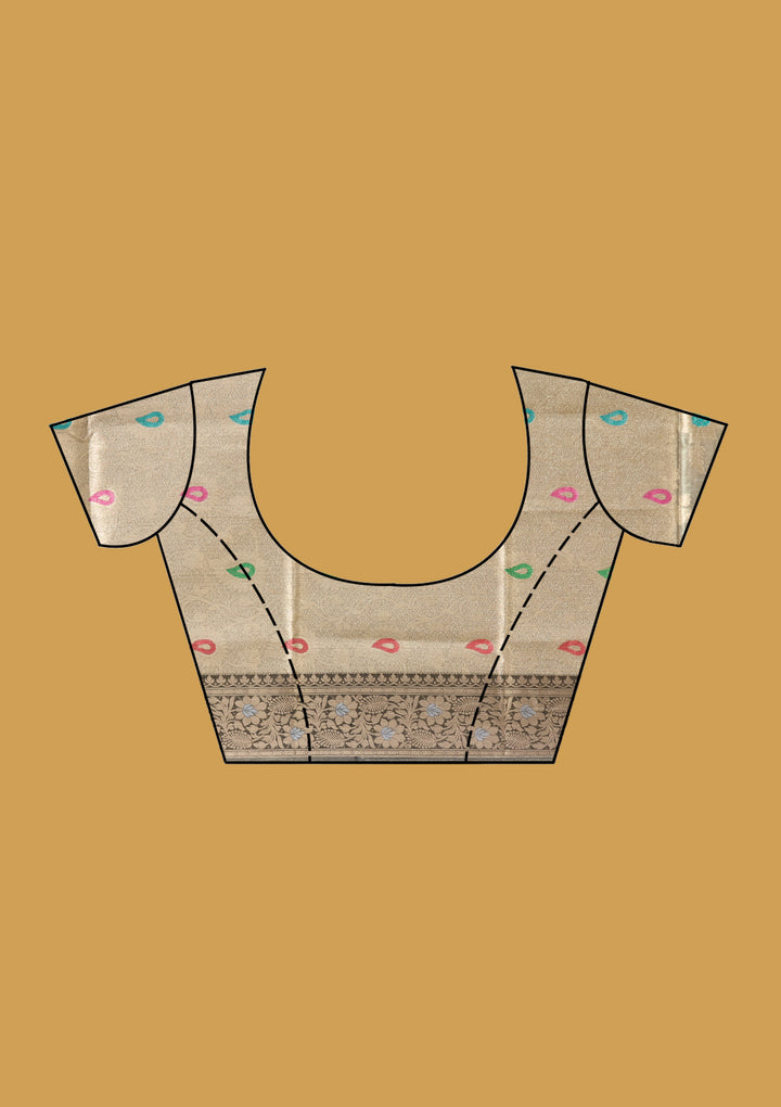 Light Grey Zariwork Tissue Silk Saree