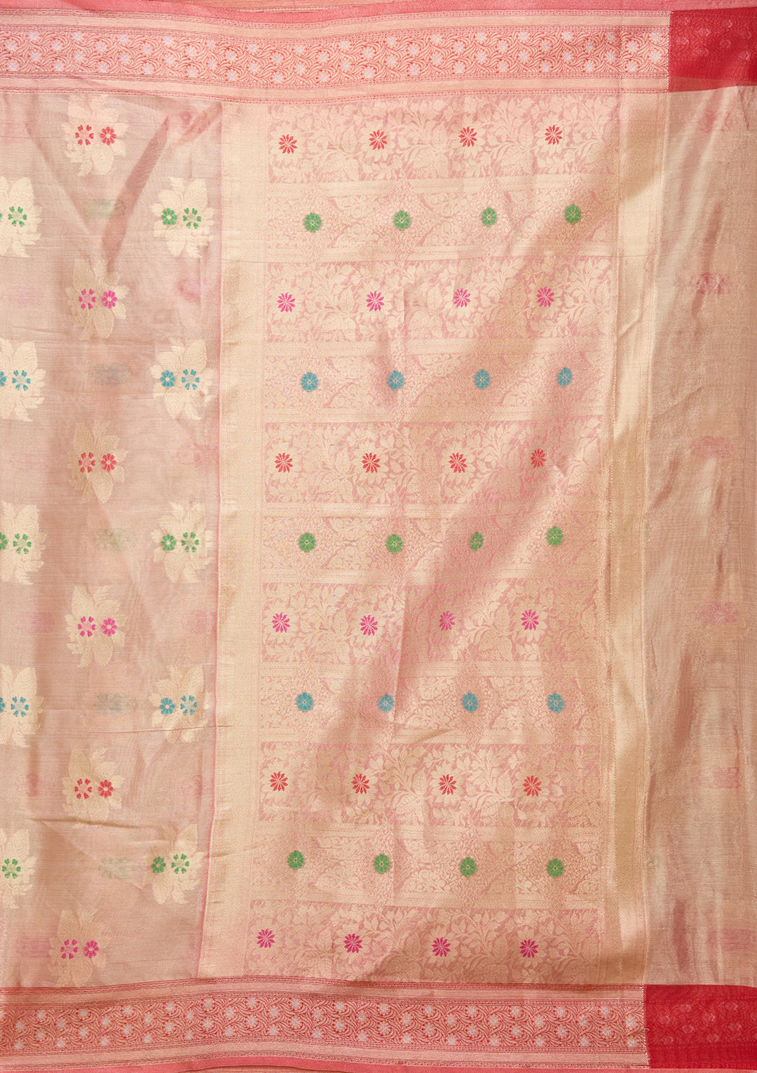 Peach Zariwork (Gold) Tissue Silk Saree