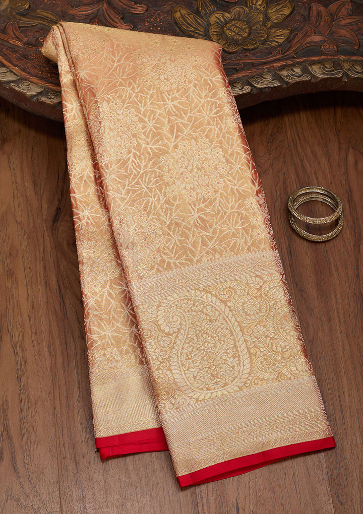Brown Zariwork Tissue Silk Saree