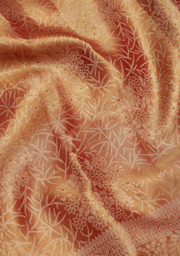 Brown Zariwork Tissue Silk Saree