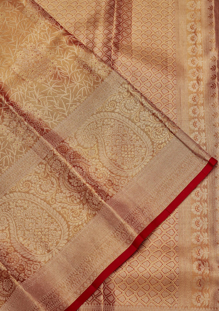 Brown Zariwork Tissue Silk Saree
