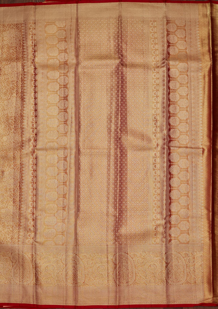 Brown Zariwork Tissue Silk Saree