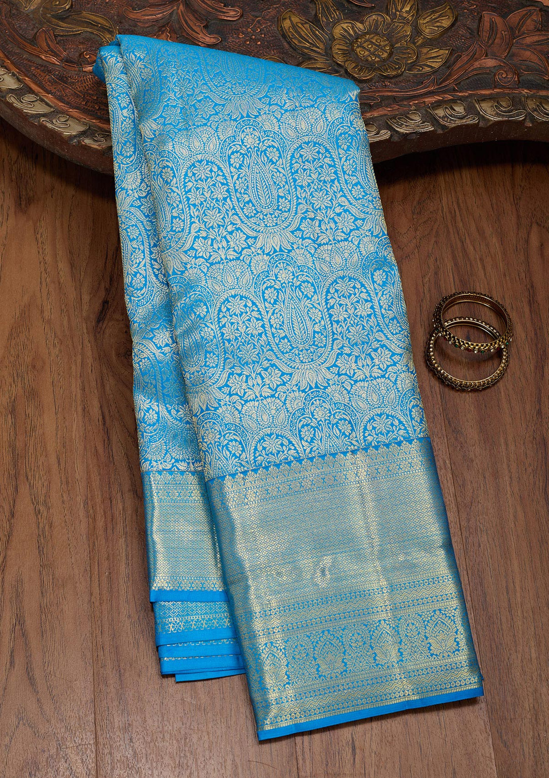 Royal Blue Zariwork Pure Silk Saree