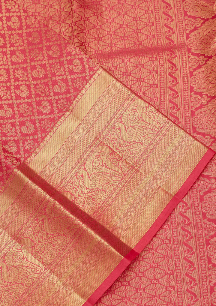 Rani Pink Zariwork Pure Silk Saree