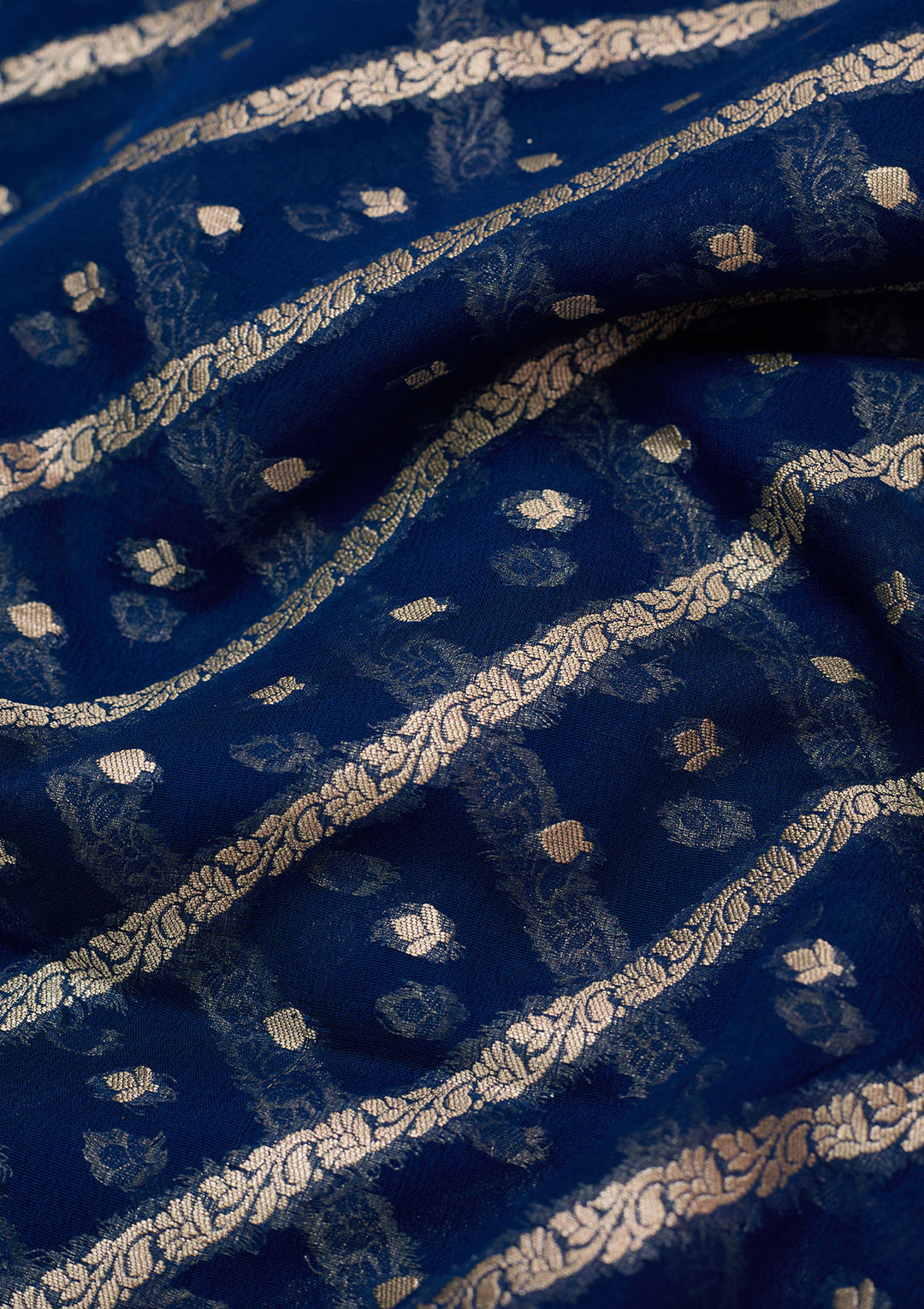 Blue Zariwork Georgette Silk_Saree