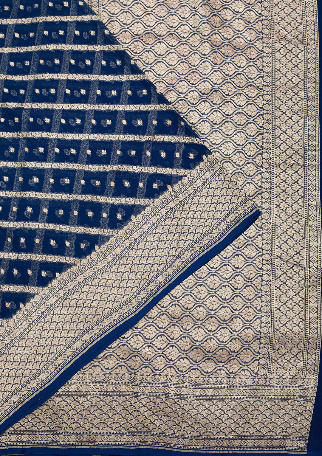 Blue Zariwork Georgette Silk_Saree