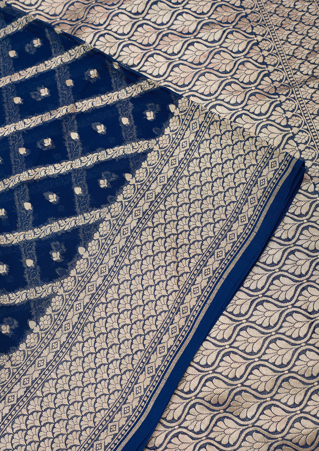 Blue Zariwork Georgette Silk_Saree