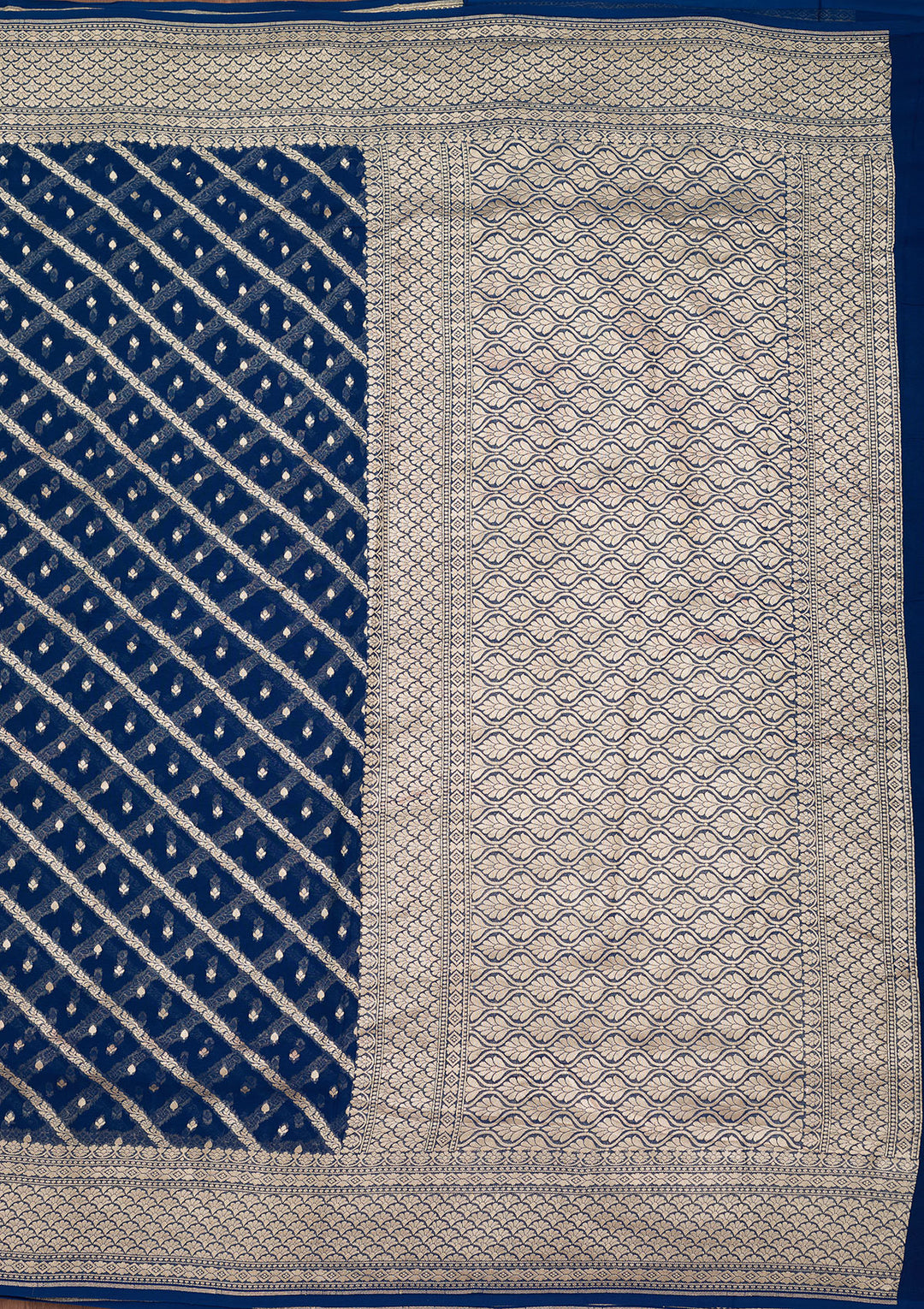 Blue Zariwork Georgette Silk_Saree