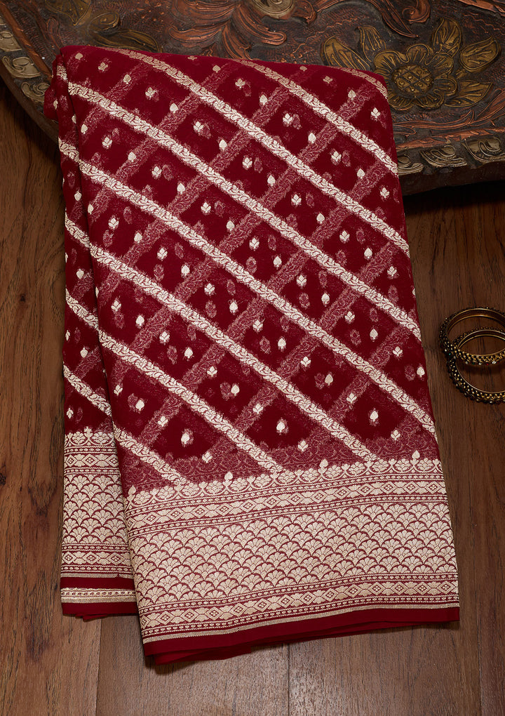 Wine Zariwork Georgette Silk_Saree