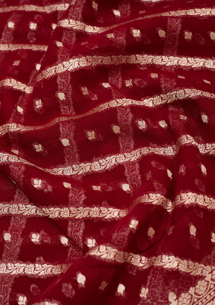 Wine Zariwork Georgette Silk_Saree