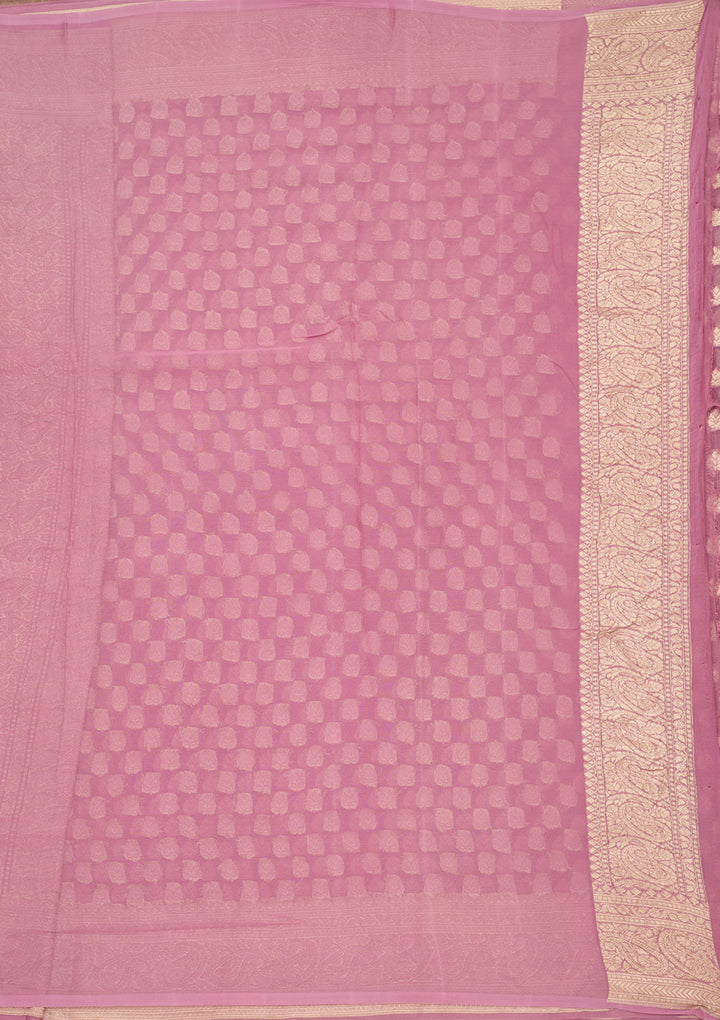 Lavender Zariwork Georgette Silk_Saree
