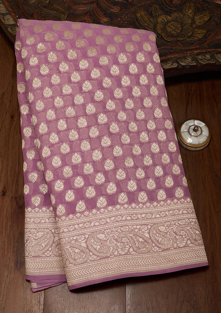Lavender Zariwork Georgette Silk_Saree