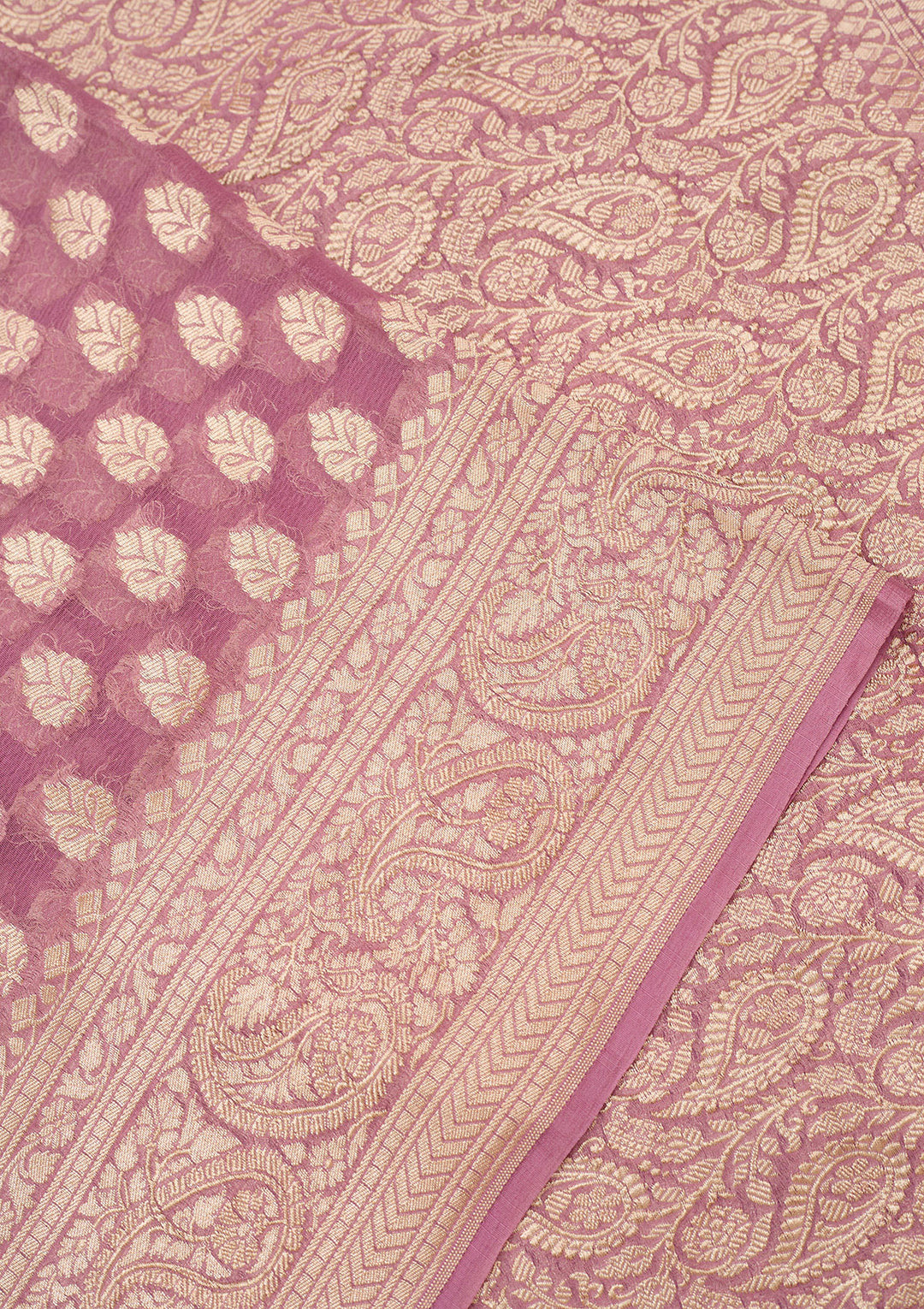 Lavender Zariwork Georgette Silk_Saree