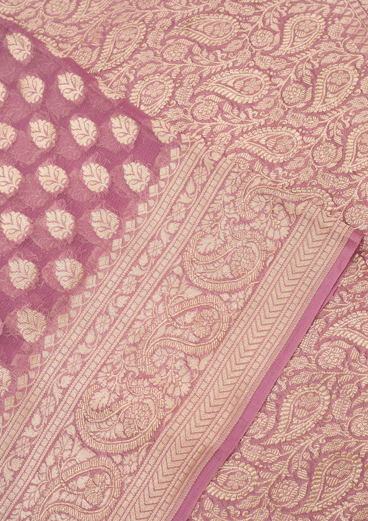 Lavender Zariwork Georgette Silk_Saree