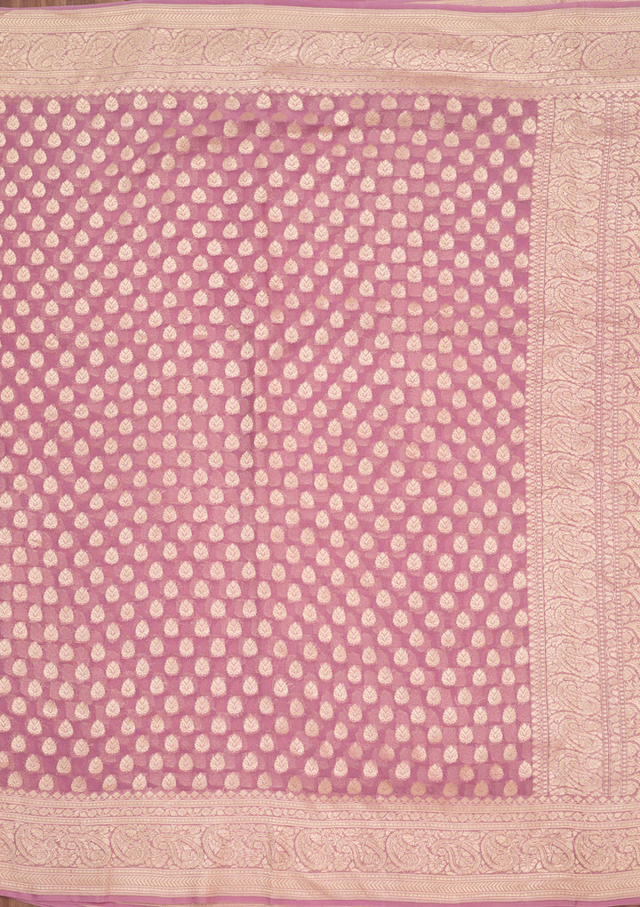 Lavender Zariwork Georgette Silk_Saree