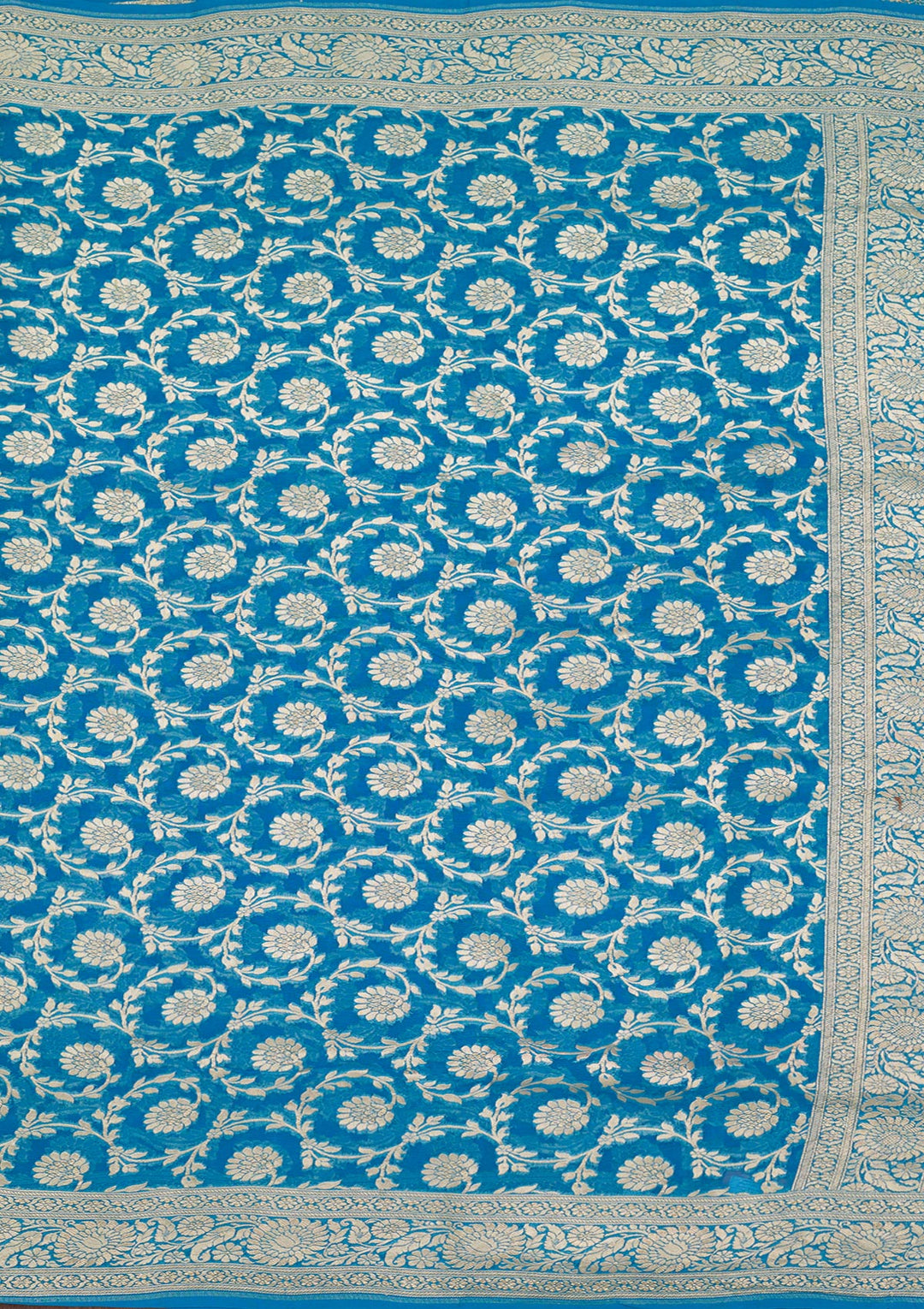 Blue Zariwork Georgette Silk_Saree