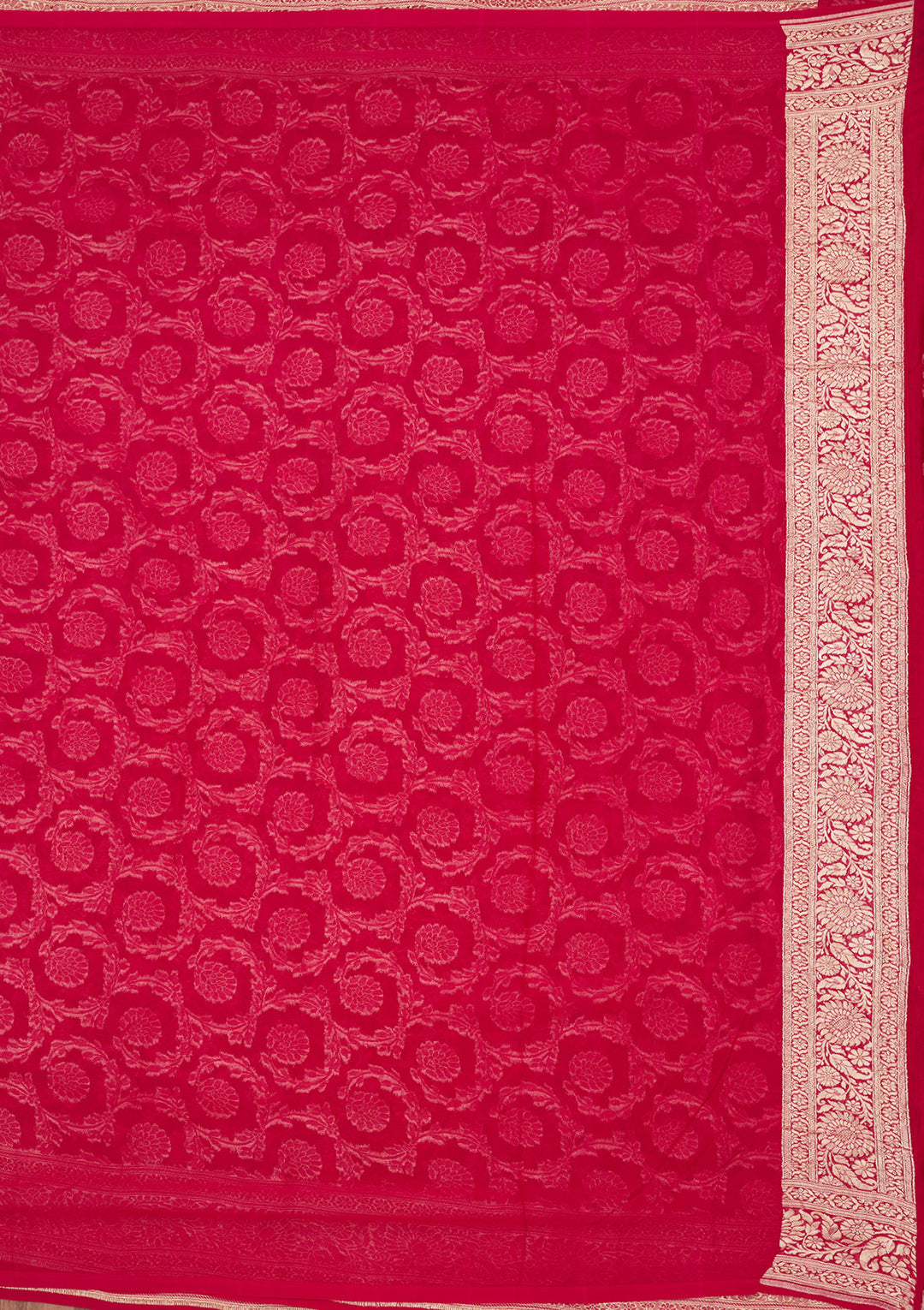 Rani Pink Zariwork Georgette Silk_Saree