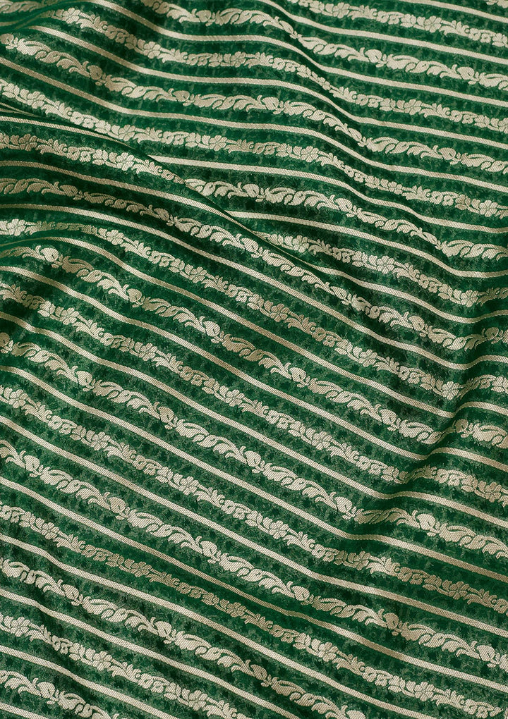 Bottle Green Zariwork Georgette Silk Saree