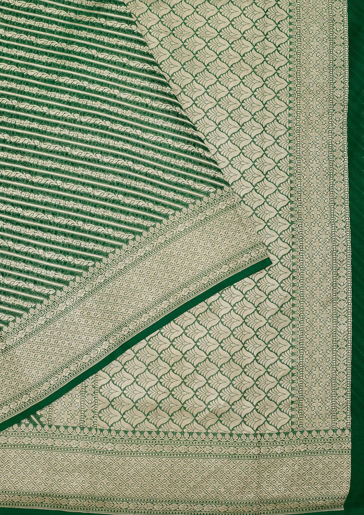 Bottle Green Zariwork Georgette Silk Saree