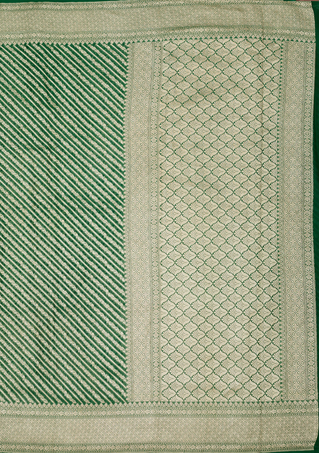 Bottle Green Zariwork Georgette Silk Saree