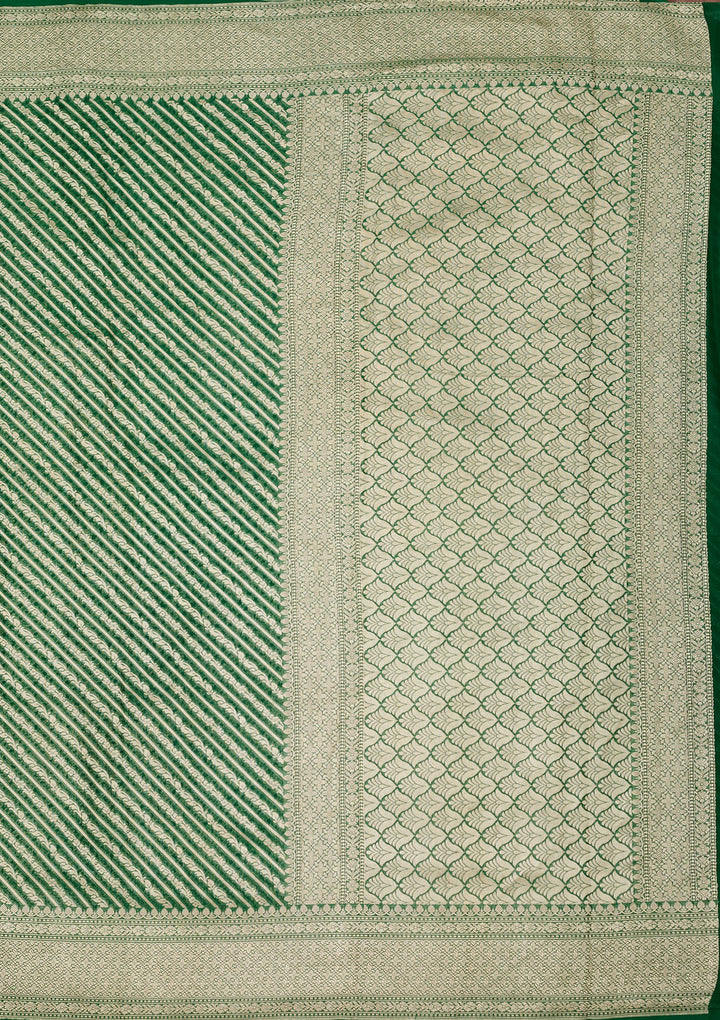 Bottle Green Zariwork Georgette Silk Saree