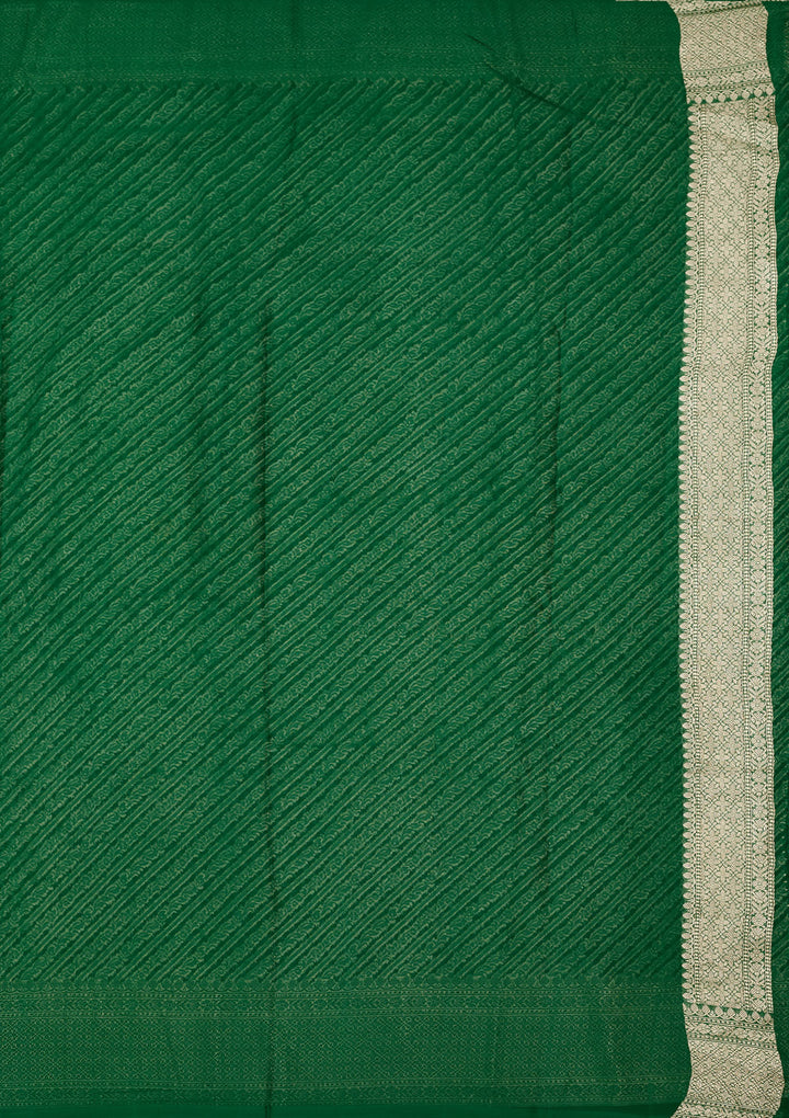 Bottle Green Zariwork Georgette Silk Saree