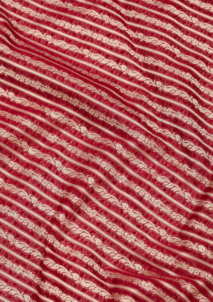 Maroon Zariwork Georgette Silk Saree