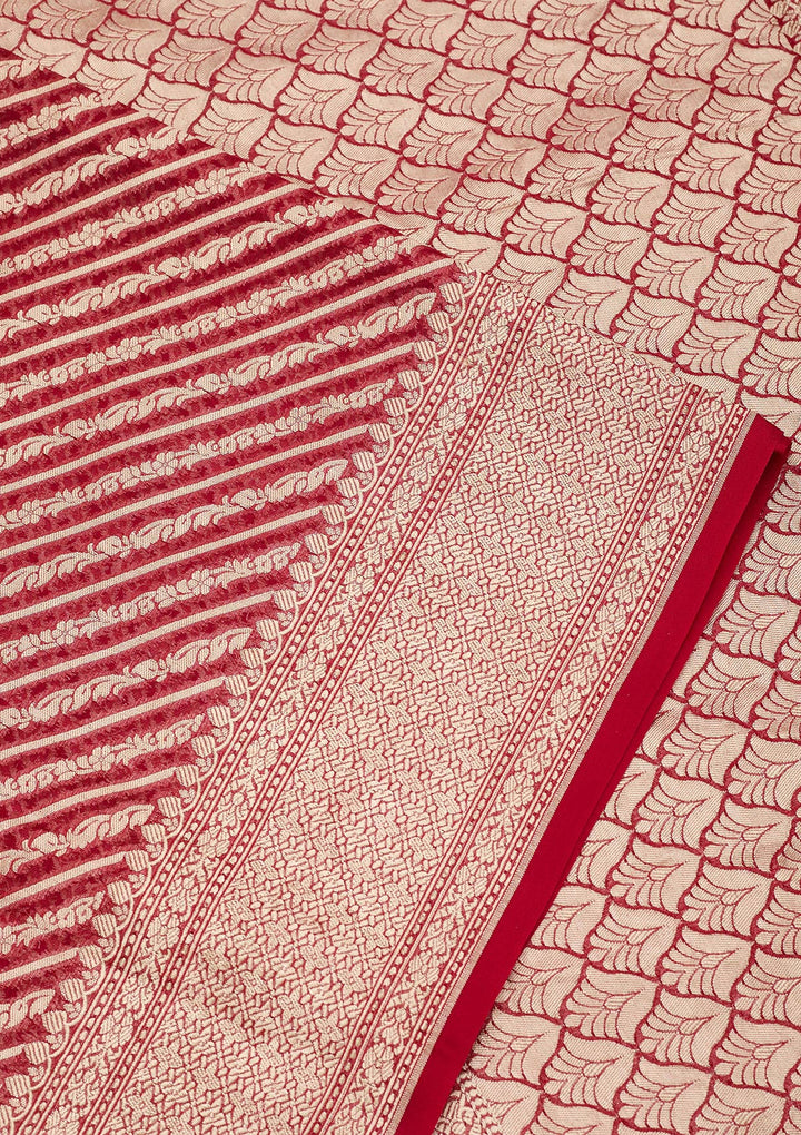 Maroon Zariwork Georgette Silk Saree