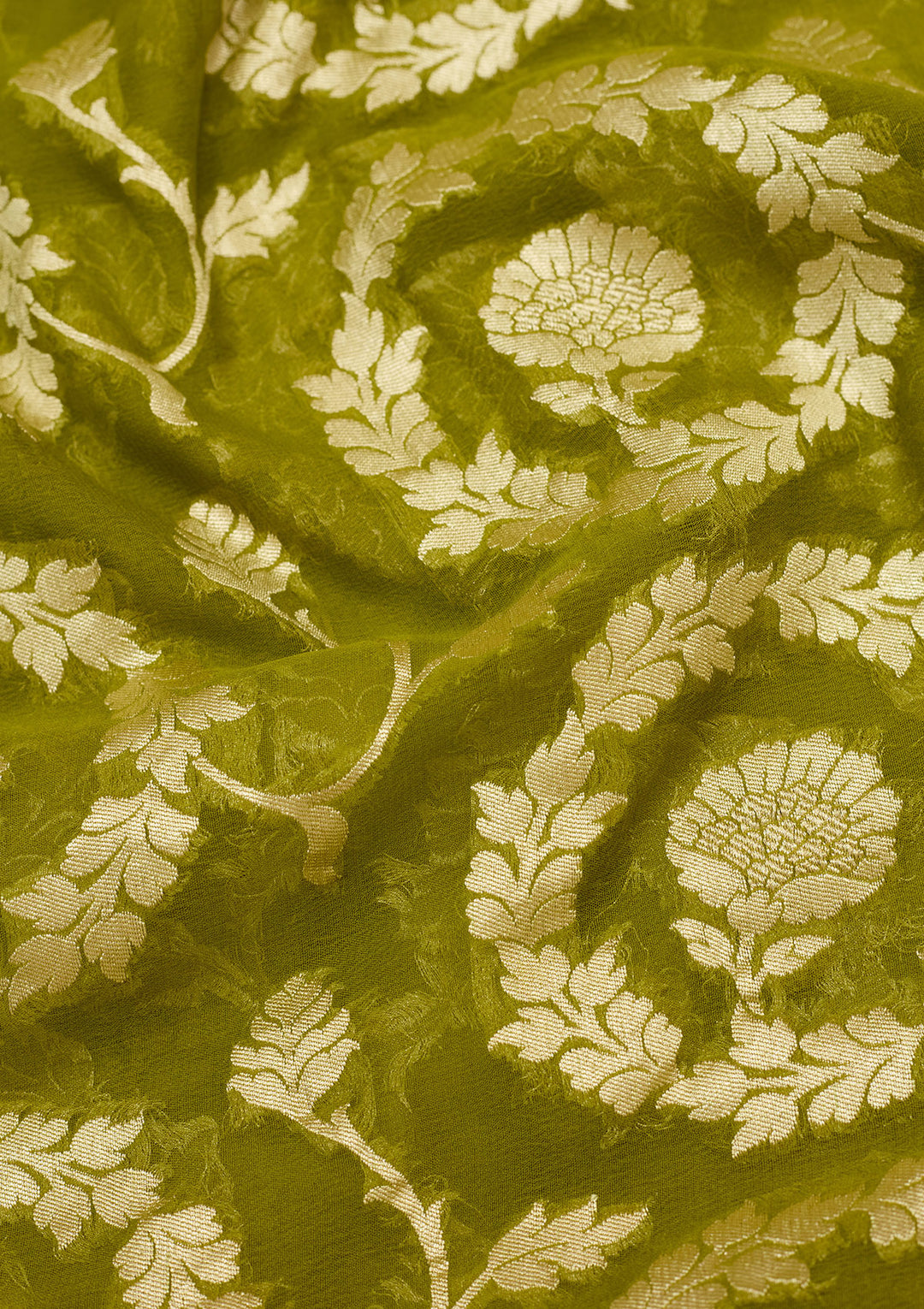 Mehendi Zariwork Georgette Silk Saree