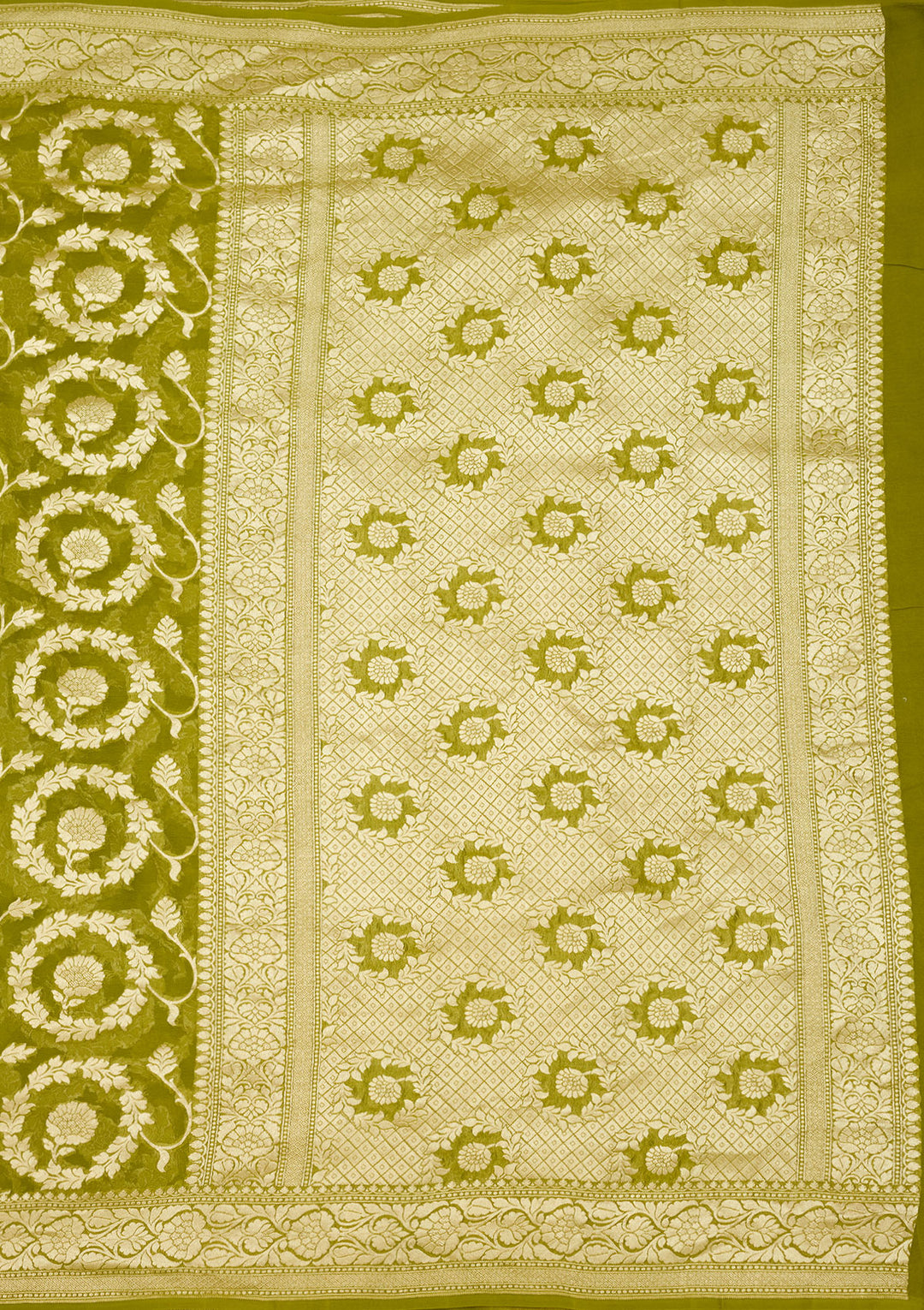 Mehendi Zariwork Georgette Silk Saree