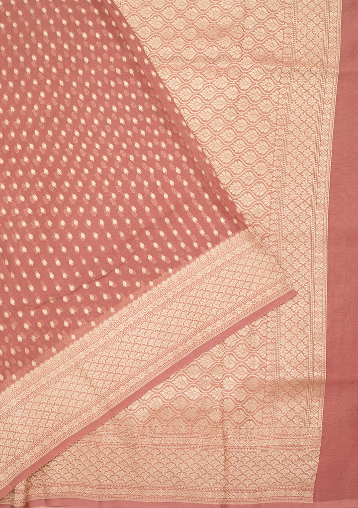 Onion Pink Zariwork (Gold) Pure Silk Saree